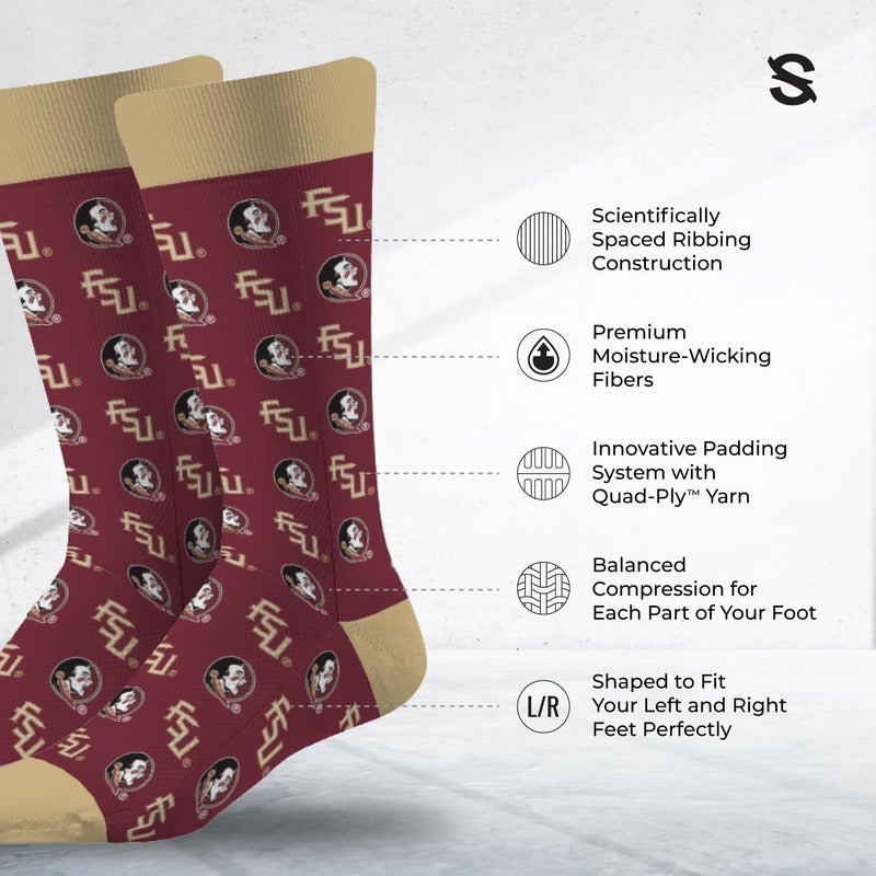 Strideline Store NCAA Mens Repeat Logo Dress Socks-Team Colors-One Size Fits Most -M/L (8-12) - Image 2